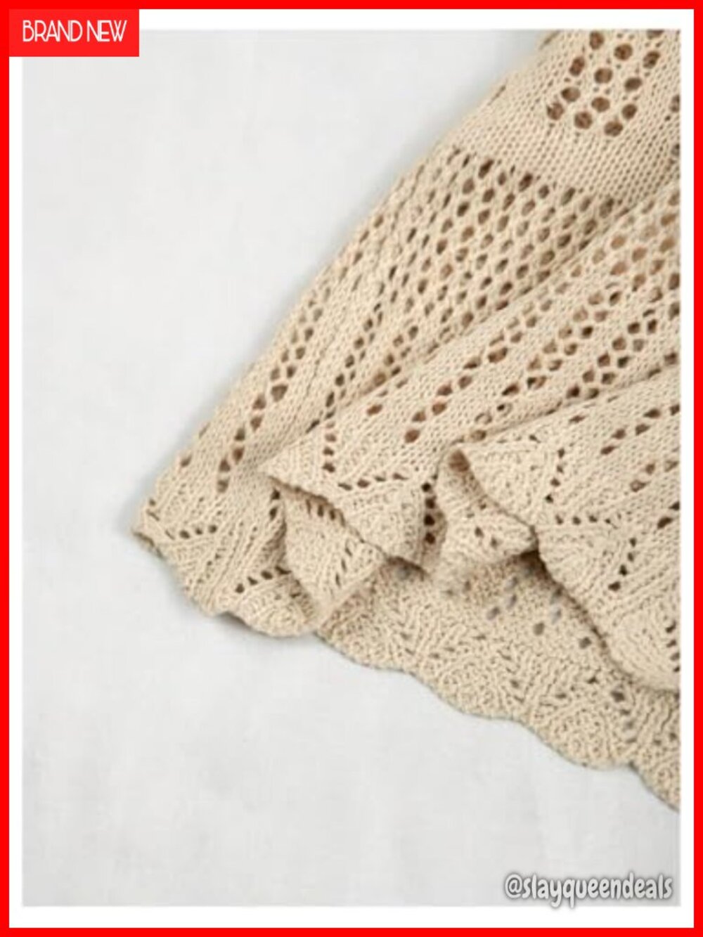 Women's Tie Front Crochet Sweater Vest Hollow Out V Neck Sleeveless Cardigan - Picture 4 of 5